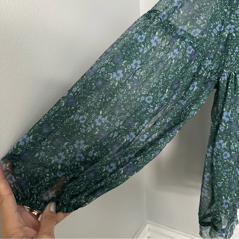 Free People Sweet Heart Top in Emerald Combo